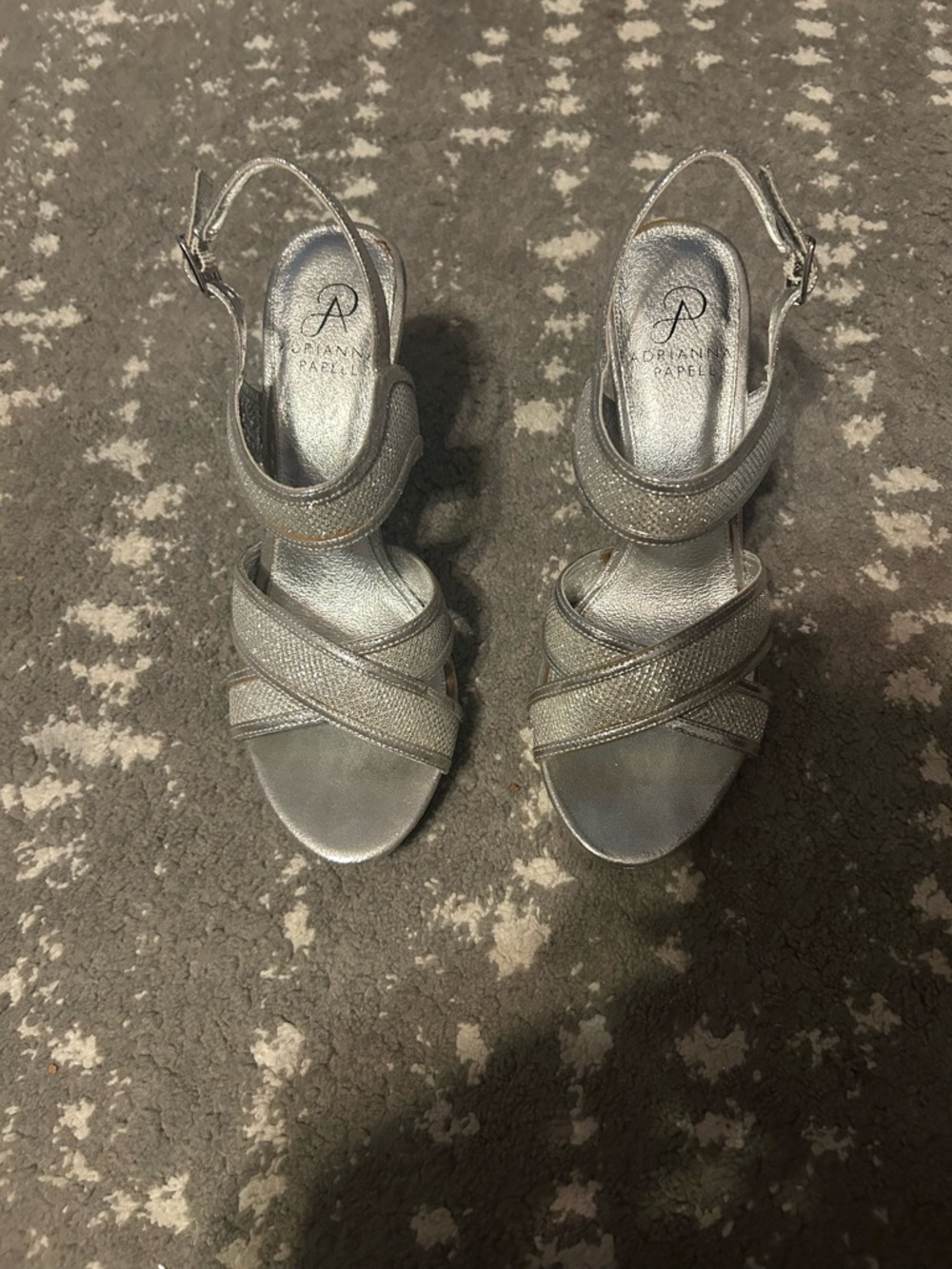 Adrianna Papell Glittery Silver Heels